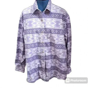 Cabela's Flannel Shirt Aztec Southwest warm Button Down Long Sleeve Purple 2XL